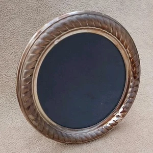Antique Round Picture Frame w/ Wood Easel-Back - 6" Diameter- Silverplate - Picture 1 of 7