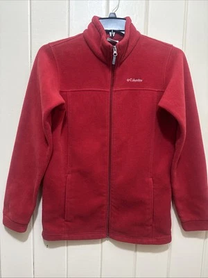 COLUMBIA  Red Fleece  Sweater Jacket, Youth Size XL 18/20, Full Zip, Zip Pockets - Image 1 of 4