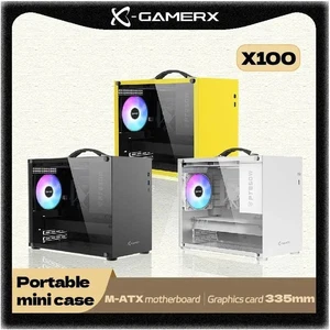 Power Train X100 Portable Mini-ITX/MATX PC Case USB3.0 Type-C Tempered Glass - Picture 1 of 20