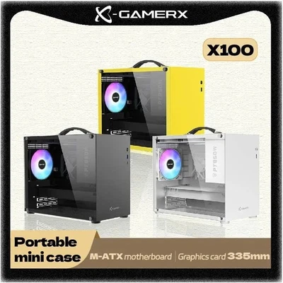Power Train X100 Portable Mini-ITX/MATX PC Case USB3.0 Type-C Tempered Glass - Image 1 of 4
