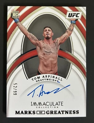 2022 Panini UFC Immaculate Tom Aspinall Marks Of Greatness Auto Rookie RC 52/99 - Image 1 of 2