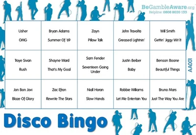 Fun Music Game Disco Bingo - Heartthrobs Theme 500 Tickets - Image 1 of 3
