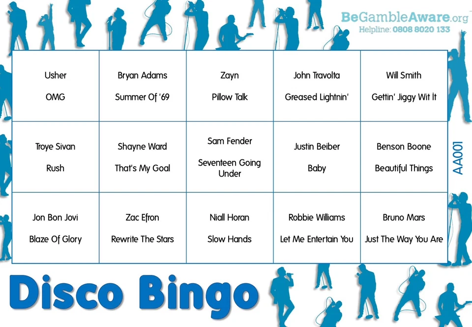 Fun Music Game Disco Bingo - Heartthrobs Theme 500 Tickets - Image 1 of 3