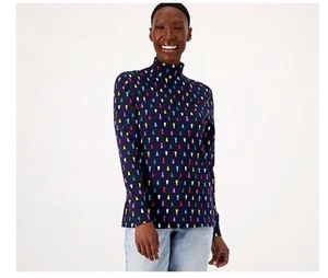Top Lands' End Alto Supima Manga Larga Cuello Simulado Mediano Alto Multicolor A548794 - Imagen 1 de 3