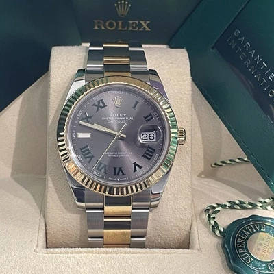 ROLEX DATEJUST 41mm ESFERA WIMBLEDON ORO AMARILLO ACERO OSTRAS ACANALADO ref: 126333 Foto 1 de 4