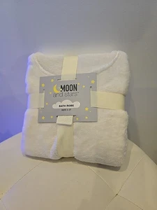 Albornoz polar para niños pequeños talla 2T 3T elegante blanco roto felpa estrellas de luna nuevo elegante - Imagen 1 de 4