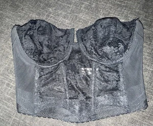Sujetador corsé Smoothie sin espalda negro vintage gótico vampiro con aros palangre 36C - Imagen 1 de 3