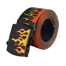 Canvas Belt Flame Print Everyday Wear Flame Print Cozy Sport Buckle Belt Cloth