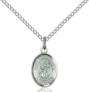 Sterling Silver Saint Christopher Medal Pendant Necklace 18" Chain GiftBox - Picture 1 of 3