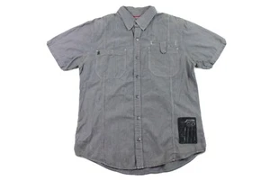 Camisa Harley Davidson Para Hombre L Grande Manga Corta Botón Frontal Rayas Logo - Imagen 1 de 10
