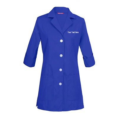 Embroidered Women's 3/4 Sleeve Lab Coat Personalized with your Text - Image 1 of 3