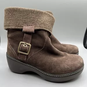 Crocs Cobbler Damenstiefel braun Wildleder Rolltop Strickmanschette Schnalle Größe 8 - Bild 1 von 11