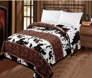Verzierte Blumen Kuh Print King Size Wendedecke - Bild 1 von 4
