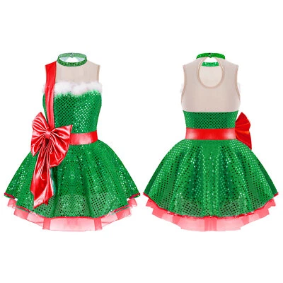 Girls Xmas Dress Ballet Costume Cosplay Tutu Skirt Christmas Sparkle Holiday - Image 1 of 4