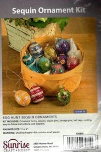NIP!!! SEQUIN ORNAMENT KIT EGG HUNT SEQUIN ORNAMENTS SET OF 12 - Picture 1 of 2