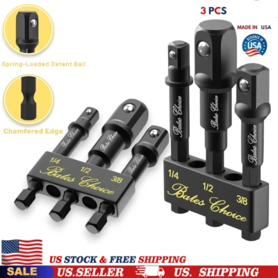 Impact Socket Adapter Set, 3 PCS, 1/4", 3/8" and 1/2", with Holder, Driver Set - Image 1 of 4