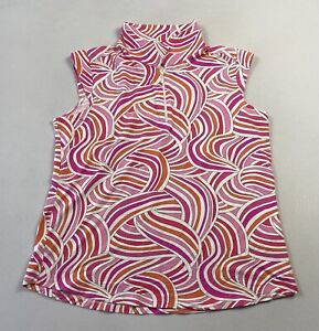 Ibkul Women’s Sleeveless Polo Shirt Golf 1/4 Zip Nylon Blend Multicolor Sz XL