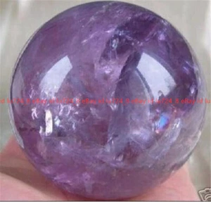 AAA Rare Natural Purple Amethyst Quartz Crystal Sphere Ball 43-45mm + Stand - Picture 1 of 12