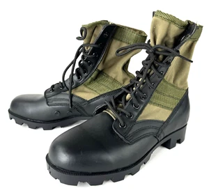 Rothco Military Jungle Boots Men's 7 Wide Black Green Leather Combat Jump Style - Picture 1 of 11