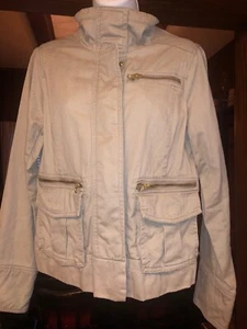 Gap Khaki Cargo Utility Safari Jacket 5 Pockets Zip & Snap - Cute ! Sz Small - Picture 1 of 6