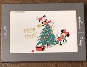 Box of 16 Hallmark Merry & Bright Mickey Minnie Mouse Christmas Cards Disney - Picture 1 of 4