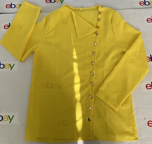 WOMEN’S LONGSLEEVE SHEER YELLOW BLOUSE-TOP SIZE:S BUTTON DOWN - Picture 1 of 6