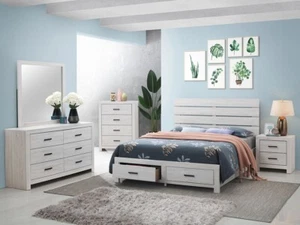 NEW SPECIAL Coastal White 5 piece Queen King Storage Bedroom Furniture Set IA7F - Picture 1 of 7