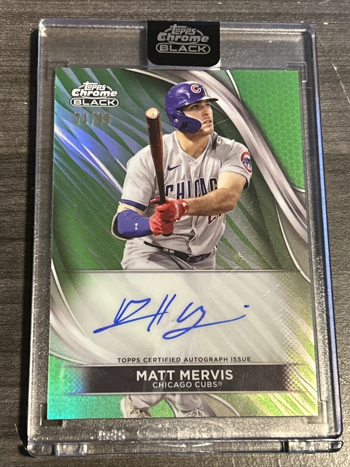 2024 Topps Chrome Black Matt Mervis Green Refractor Auto #d/99 Cubs #CBA-MME - Image 1 of 2