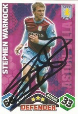STEPHEN WARNOCK SIGNED ASTON VILLA 2009/2010 MATCH ATTAX TRADING CARD+COA