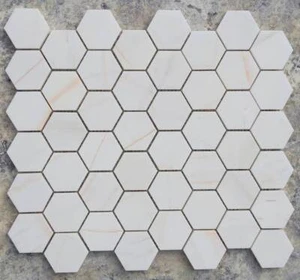 White Dolomite Honed Hexagon Mosaic 48x48 MM Wall & Floor Tiles  SAMPLE - Picture 1 of 1