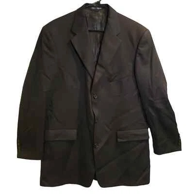 ROUNDTREE & YORKE Collared Button up Blazer 100% Worsted Wool 42L/34W Black - Image 1 of 4