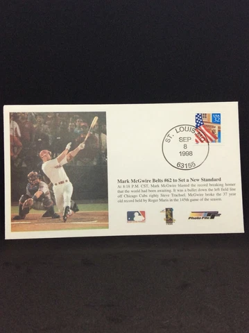 St. Louis Cardinals MARK McGWIRE Sept. 8th 1998 FDC Envelope Belts #62 Cover