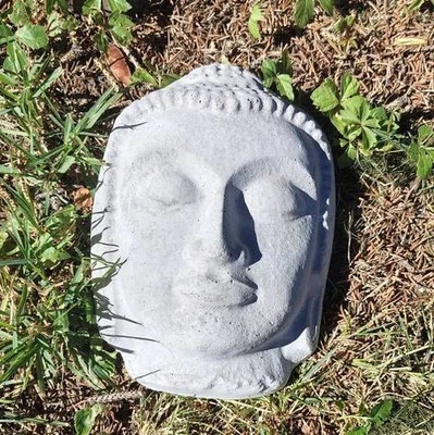 Buddha Face Concrete Wall Hanging Plaque 7.75", Cement Garden Yard Decoration - Image 1 of 2