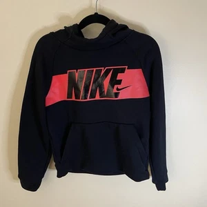 Boys Youth Size S Nike Long Sleeve Hooded Sweatshirt Black Dri-Fit - Picture 1 of 7