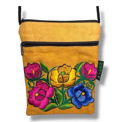 Bandolera Gitana Rosa Cáñamo Floral Bordada Amarillo Fucsia Rosa Azul Foto 1 de 4