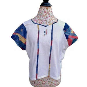 Vintage 70's Pisces T-Shirt Celestial Zodiac Astrological Boho Crop Top size XL - Picture 1 of 11