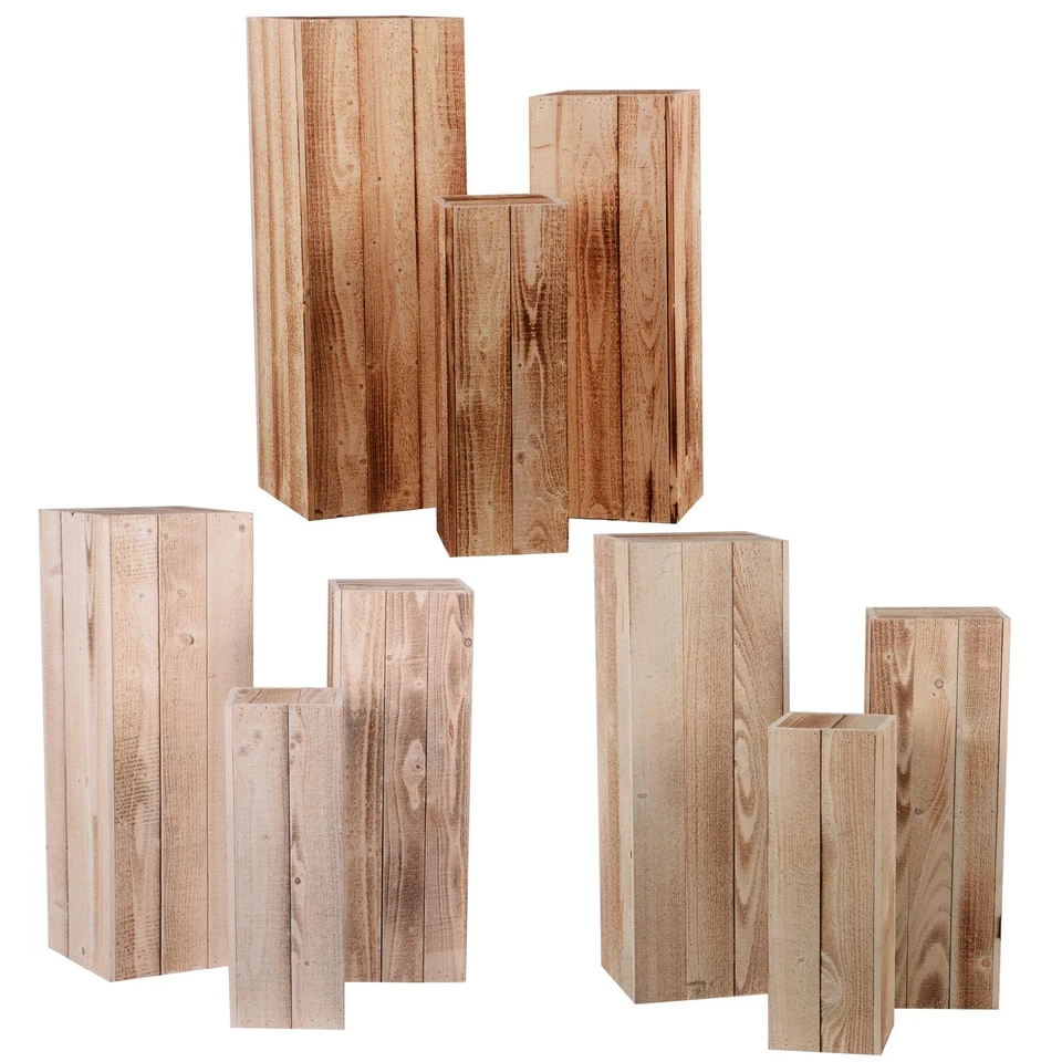 UNUS® Holzsäule 3er Set Holz Säule Dekosäule Blumensäule Blumenständer (hohl) - Bild 1 von 1