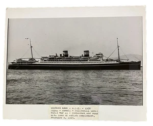 Vintage años 30 N.Y.K. Foto de barco de pasajeros japonés Lines SS Tatsuta Maru 8x10 - Imagen 1 de 2