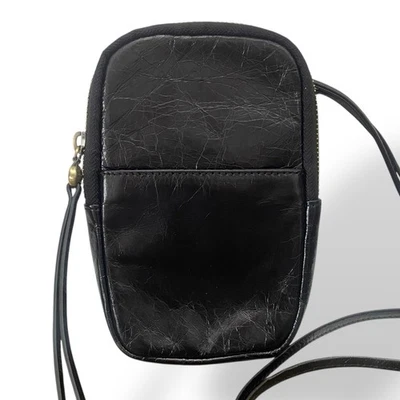 HOBO Fate Leather Crossbody Phone Pocket Black Boho Minimalist Whimsigoth - Image 1 of 4