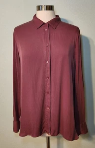 Vince Mauve Pink Silk Blend Button Up Long Sleeve Blouse Top Size XL - Picture 1 of 12