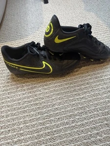Nike Tiempo Soccer Cleats Black Yellow Turf Shoes - Picture 1 of 5