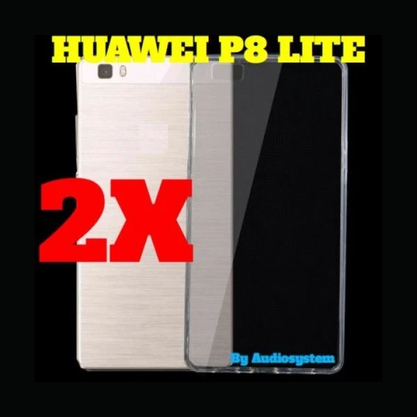 2X COVER SILICONE GEL SLIM per HUAWEI P8 LITE ALE-L21 CASE CUSTODIA TRASPARENTE - Immagine 1 di 1
