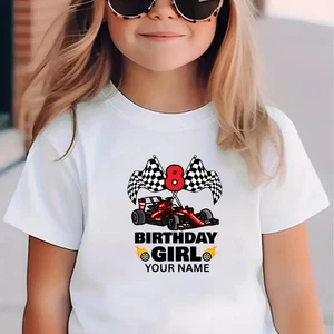 Camiseta Personalizada Coche de Carreras Cumpleaños Niño o Niña Personalizada Nombre y Edad Niños Camiseta - Imagen 1 de 13