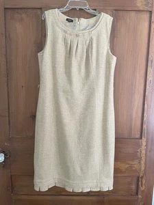 Talbots gelb braun meliert Wolle Plissee Kleid Größe 14 - Bild 1 von 8