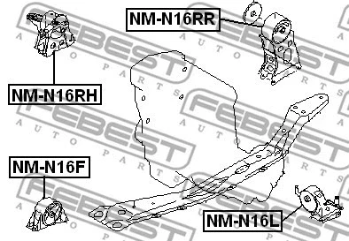 FEBEST 2001-2005 Nissan Almera montagem dianteira do motor NM-N16F - Imagem 1 de 2