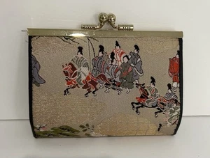 Vintage asiatische Seide Brokat Rahmen Kussverschluss Geldbörse sauber Top Zustand - Bild 1 von 7