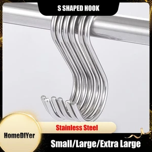 Stainless Steel Metal S Shaped Hook Clothes Hanger for Kitchen Bathroom Wardrobe - Picture 1 of 14
