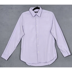 THEORY Sylvain Good Cotton Shirt Mens Large Purple Long Sleeve Button Down - Picture 1 of 10