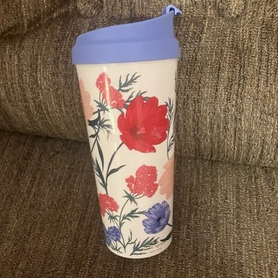 Taza y tapa de viaje Kate Spade New York café té floral vaso plástico Foto 1 de 4