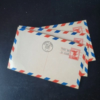 4pc 1963 Airmail Post Card 6 Cent First Day of Issue Stamped - Image 1 of 2